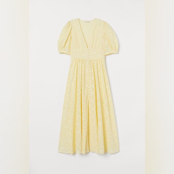 H&M Embroidered Cotton midi dress Eyelet lace - Picture 4 of 4
